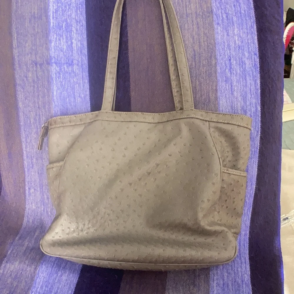 Vintage large MultiSac faux ostrich leather tote/laptop bag